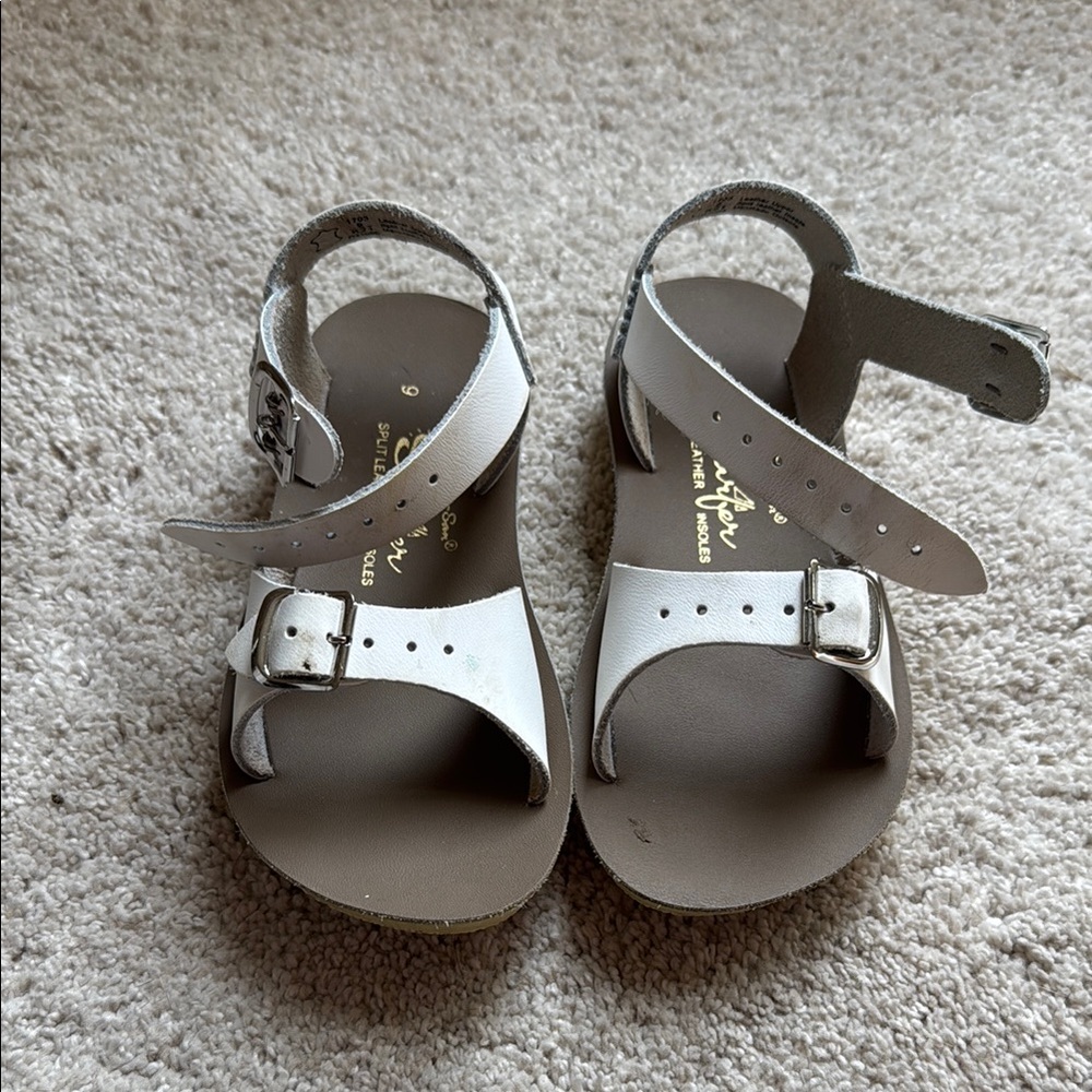 Sun-San White Leather Sandals with Buckle